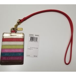 (SOLD!)BNWT Coach leather lanyard ID case